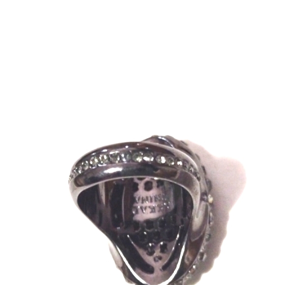 AKKAD GUNMETAL FINISH PAVE CRYSTAL COCKTAIL RING - SIZE 9 - Picture 5 of 7